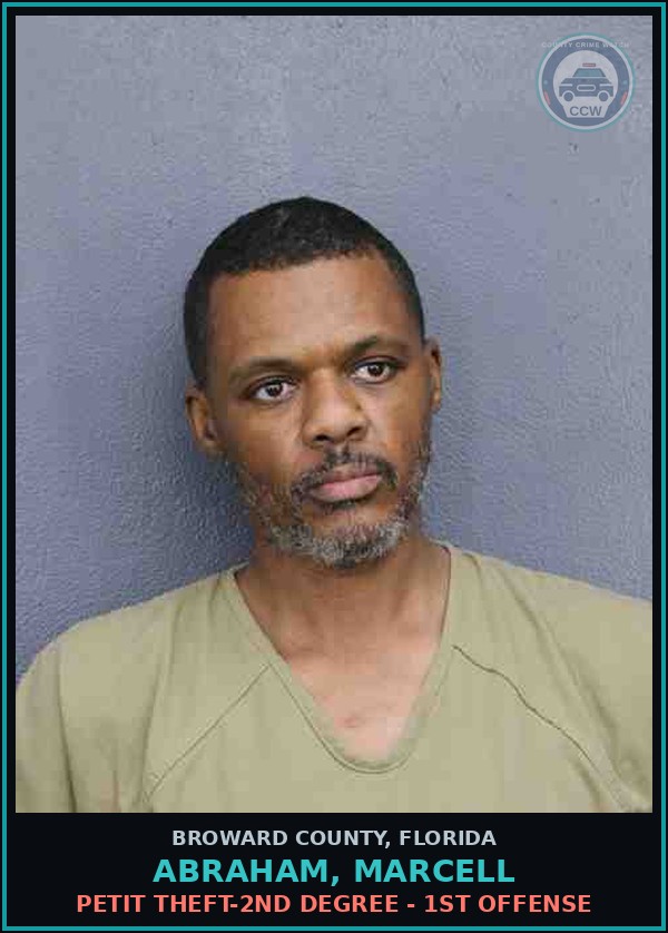 Booking mugshot of ABRAHAM, MARCELL in Broward County