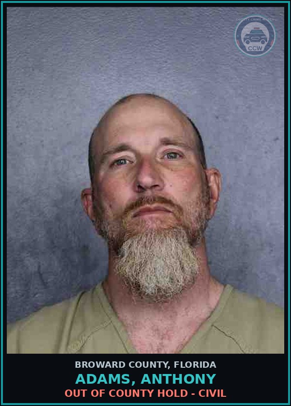 Booking mugshot of ADAMS, ANTHONY in Broward County