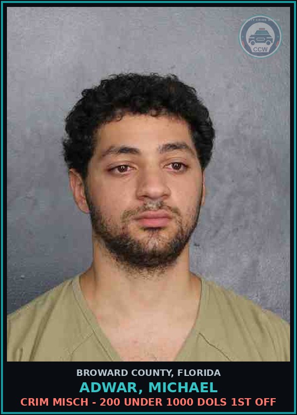 Booking mugshot of ADWAR, MICHAEL in Broward County