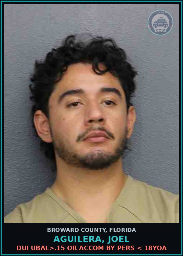 Booking mugshot of AGUILERA, JOEL in Broward County