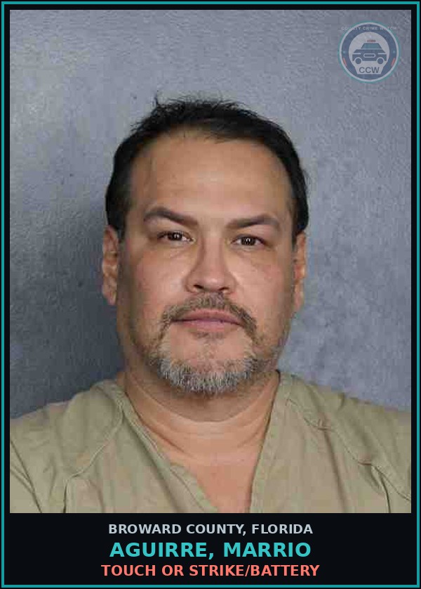 Booking mugshot of AGUIRRE, MARRIO in Broward County