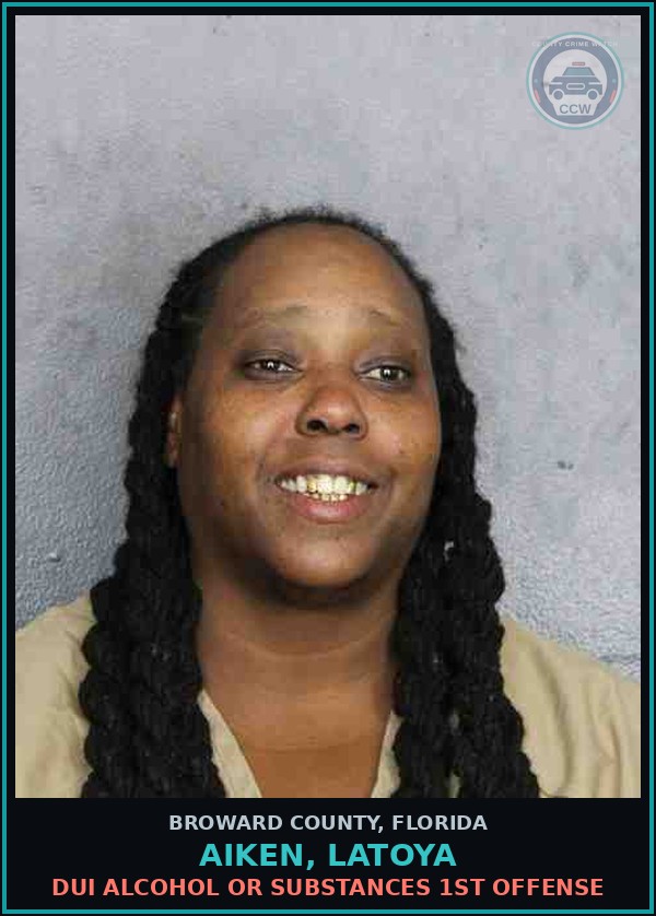 Booking mugshot of AIKEN, LATOYA in Broward County