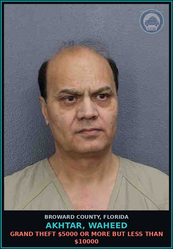 Booking mugshot of AKHTAR, WAHEED in Broward County