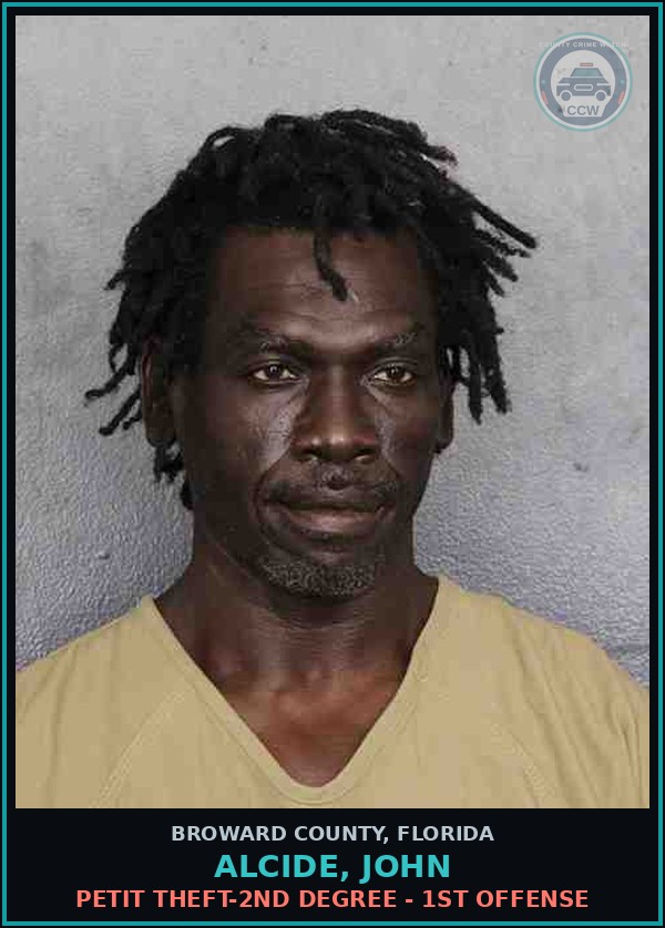 Booking mugshot of ALCIDE, JOHN in Broward County