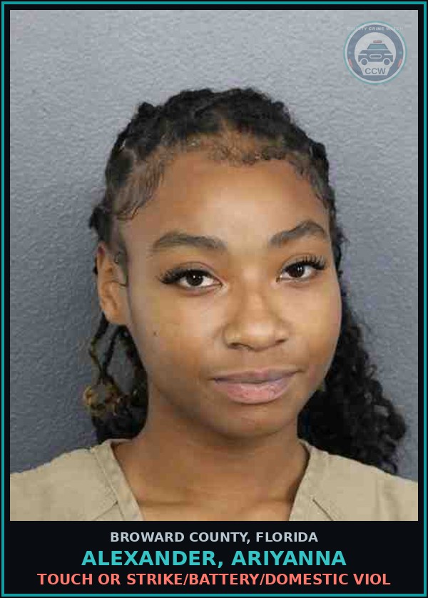 Booking mugshot of ALEXANDER, ARIYANNA in Broward County