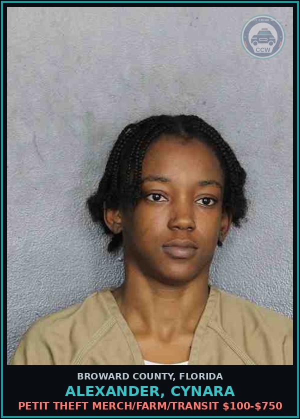 Booking mugshot of ALEXANDER, CYNARA in Broward County