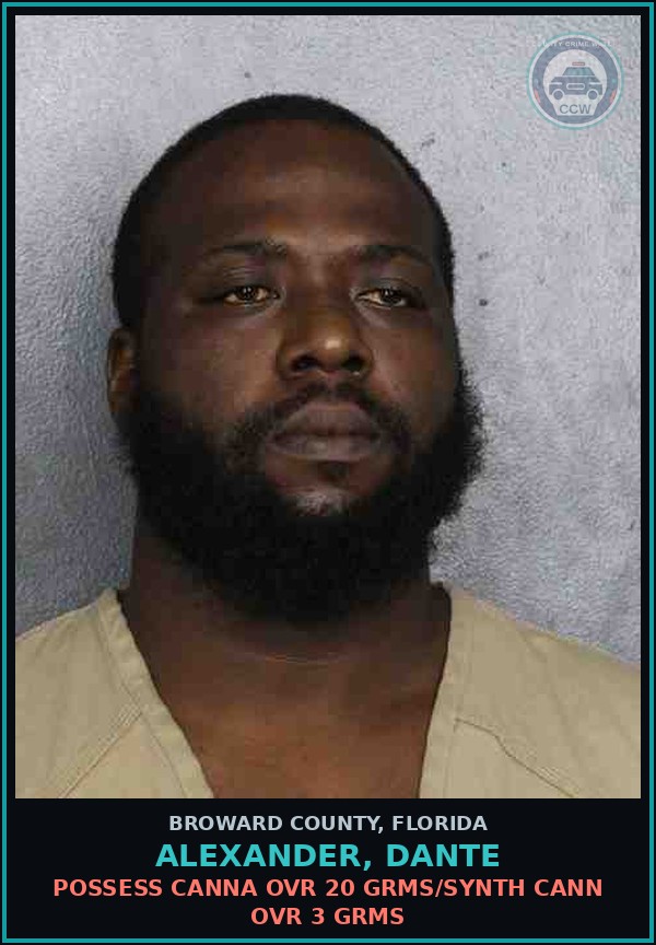 Booking mugshot of ALEXANDER, DANTE in Broward County