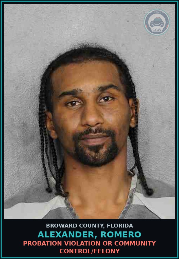 Booking mugshot of ALEXANDER, ROMERO in Broward County