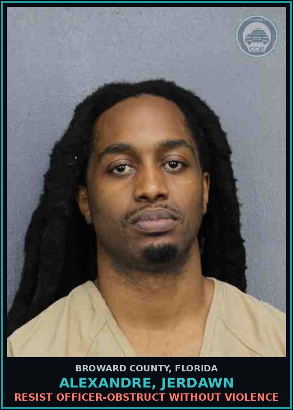 Booking mugshot of ALEXANDRE, JERDAWN in Broward County