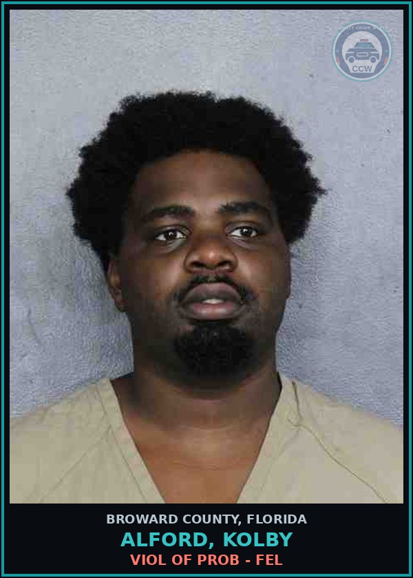 Booking mugshot of ALFORD, KOLBY in Broward County