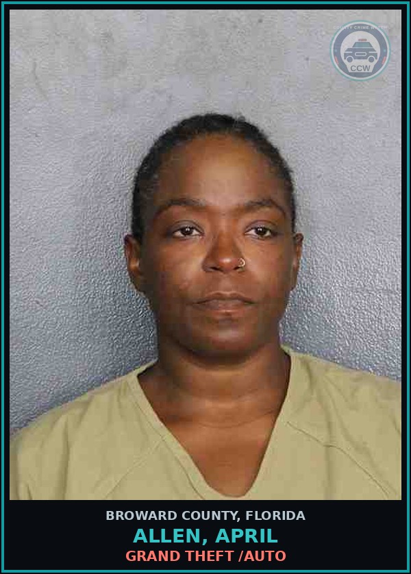Booking mugshot of ALLEN, APRIL in Broward County