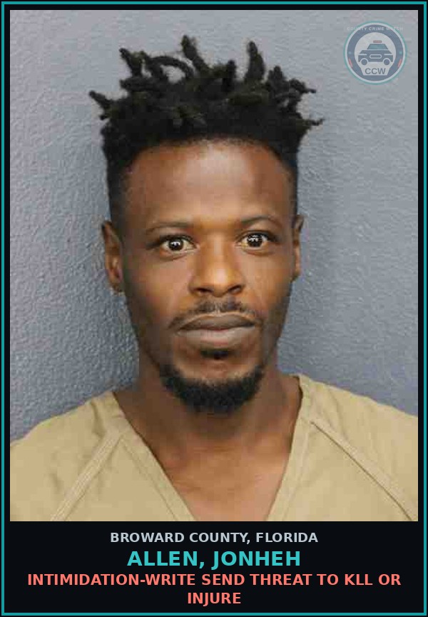 Booking mugshot of ALLEN, JONHEH in Broward County