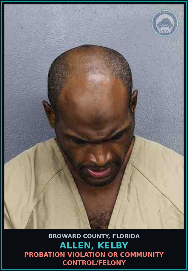 Booking mugshot of ALLEN, KELBY in Broward County