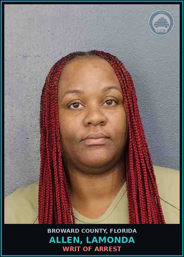 Booking mugshot of ALLEN, LAMONDA in Broward County