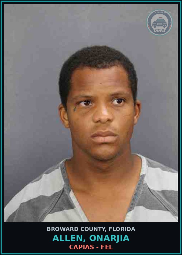 Booking mugshot of ALLEN, ONARJIA in Broward County