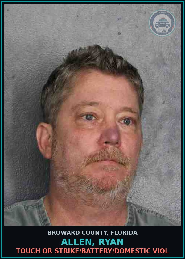 Booking mugshot of ALLEN, RYAN in Broward County