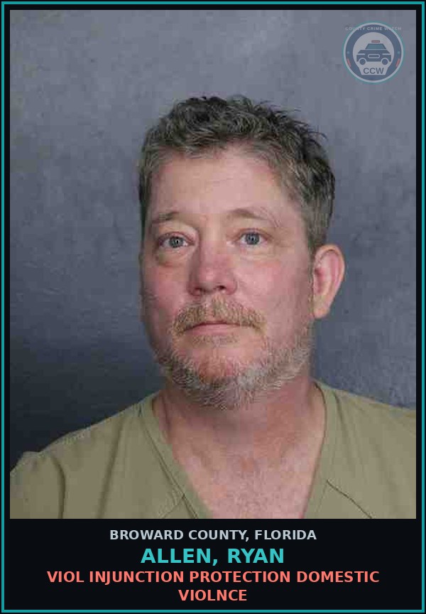Booking mugshot of ALLEN, RYAN in Broward County