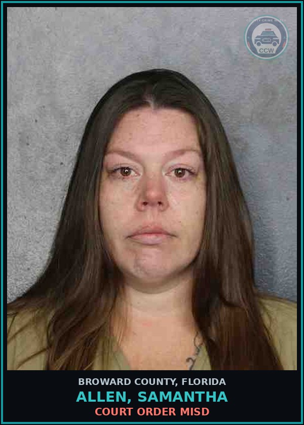 Booking mugshot of ALLEN, SAMANTHA in Broward County