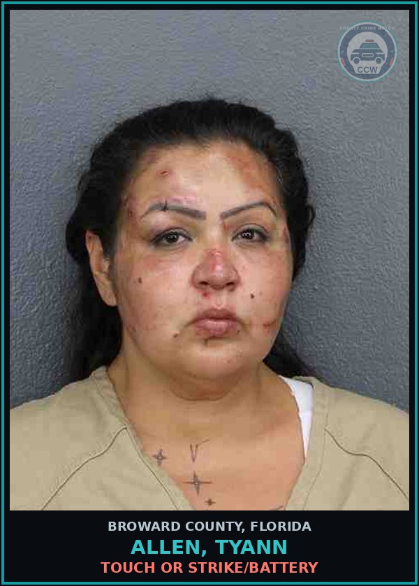 Booking mugshot of ALLEN, TYANN in Broward County