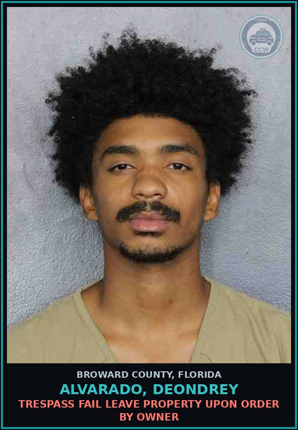 Booking mugshot of ALVARADO, DEONDREY in Broward County