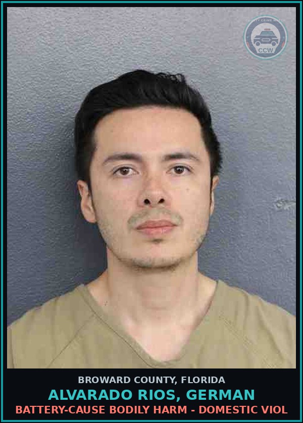 Booking mugshot of ALVARADO RIOS, GERMAN in Broward County