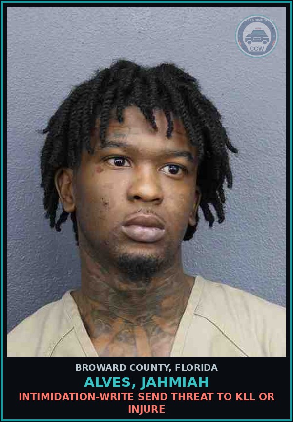 Booking mugshot of ALVES, JAHMIAH in Broward County