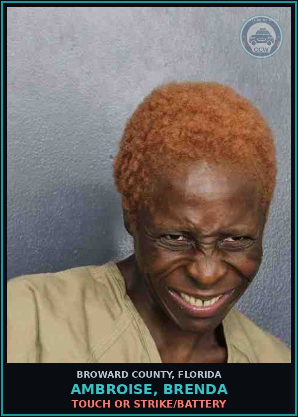 Booking mugshot of AMBROISE, BRENDA in Broward County