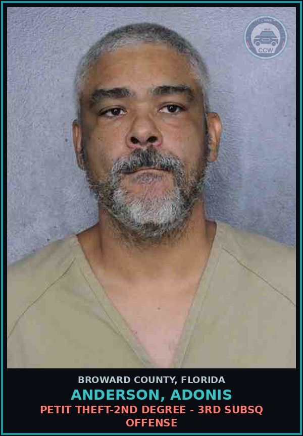 Booking mugshot of ANDERSON, ADONIS in Broward County