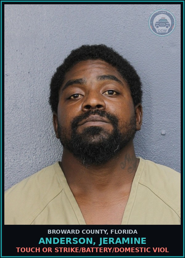Booking mugshot of ANDERSON, JERAMINE in Broward County