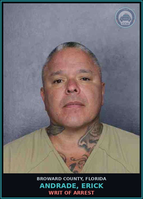 Booking mugshot of ANDRADE, ERICK in Broward County