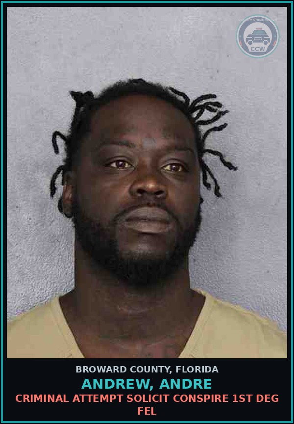 Booking mugshot of ANDREW, ANDRE in Broward County