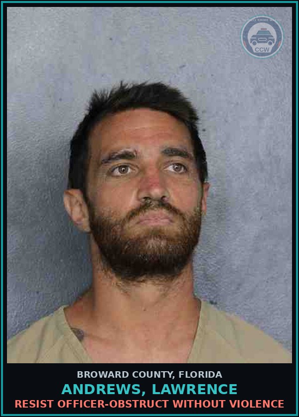 Booking mugshot of ANDREWS, LAWRENCE in Broward County