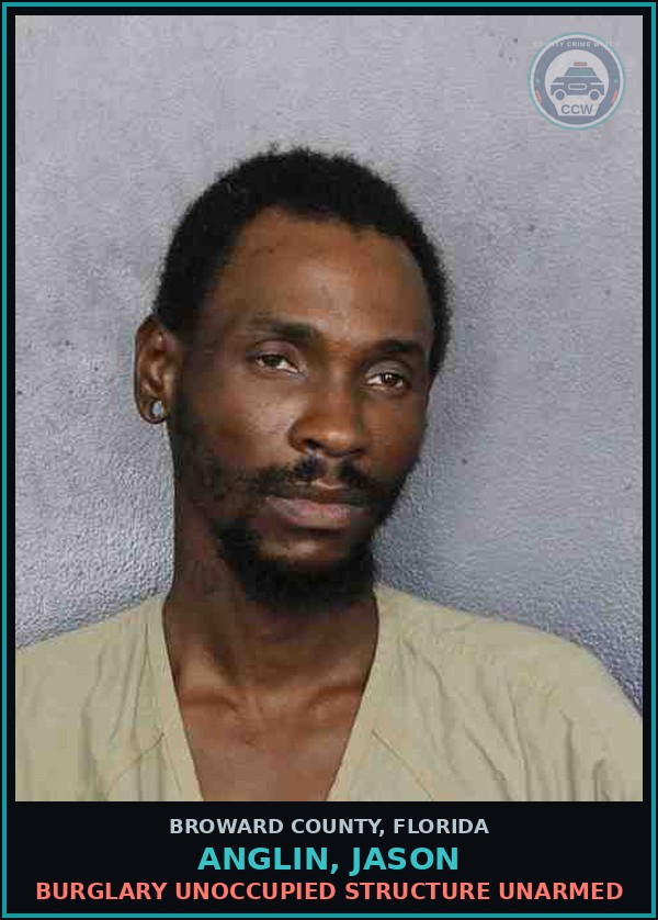 Booking mugshot of ANGLIN, JASON in Broward County
