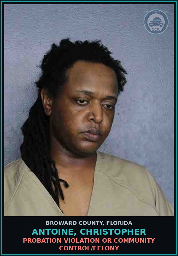 Booking mugshot of ANTOINE, CHRISTOPHER in Broward County
