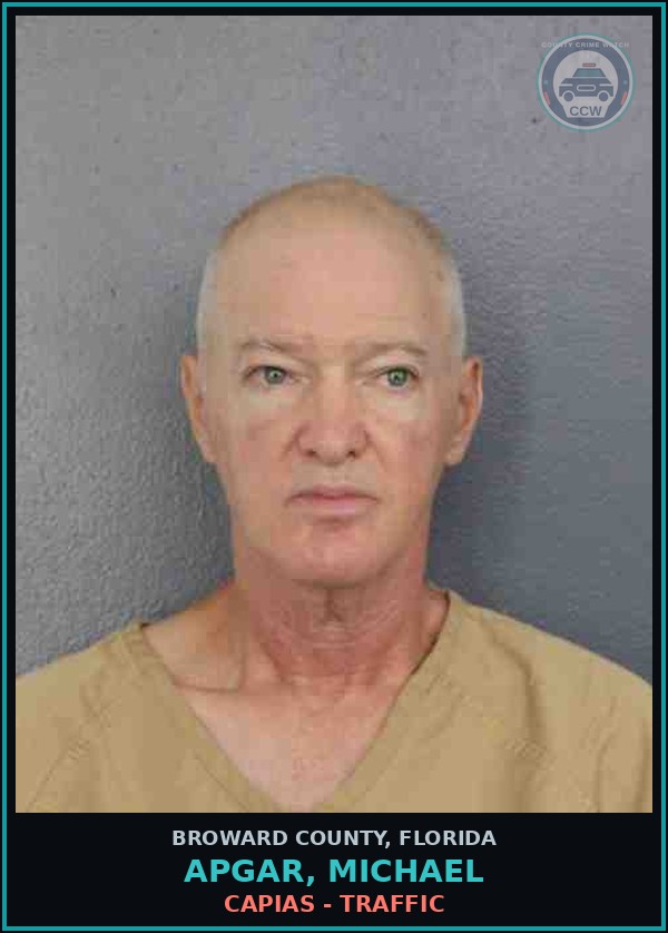 Booking mugshot of APGAR, MICHAEL in Broward County