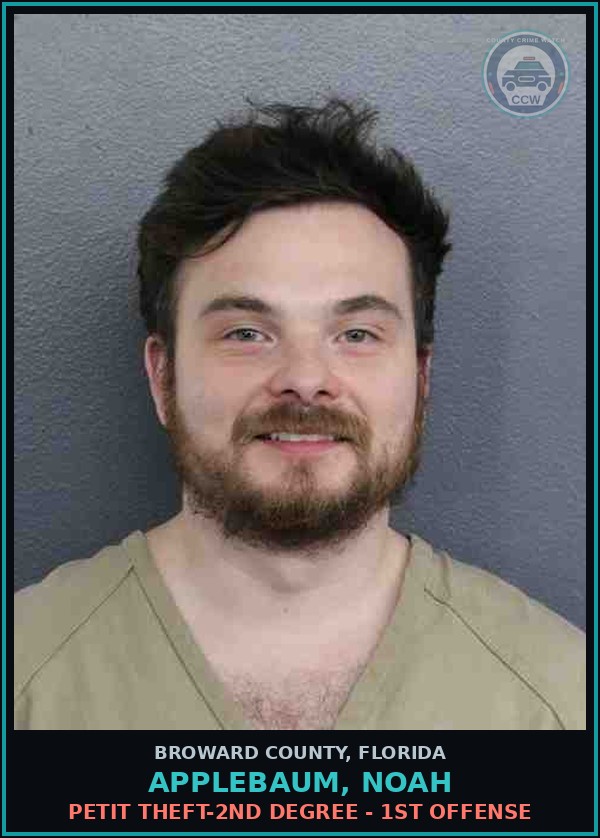 Booking mugshot of APPLEBAUM, NOAH in Broward County