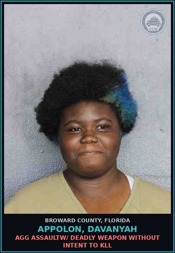 Booking mugshot of APPOLON, DAVANYAH in Broward County