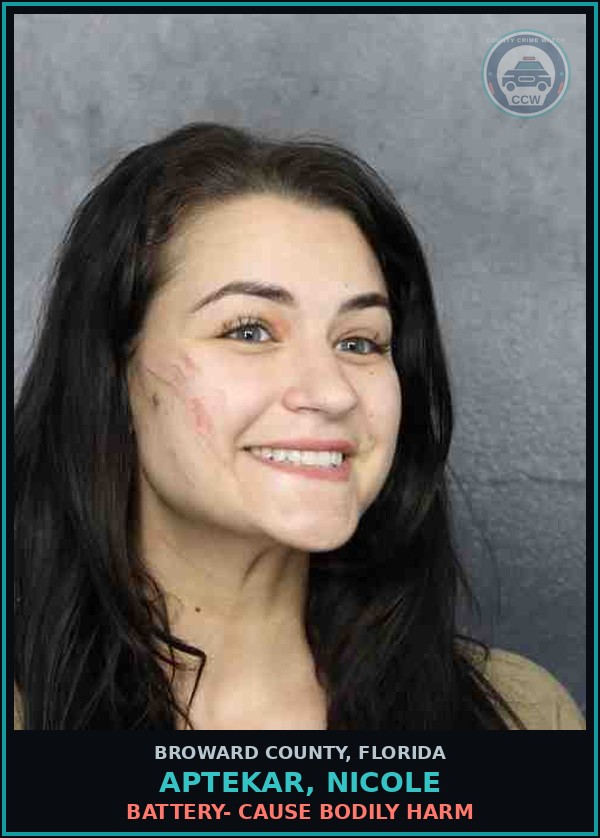 Booking mugshot of APTEKAR, NICOLE in Broward County