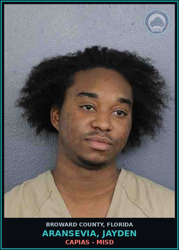 Booking mugshot of ARANSEVIA, JAYDEN in Broward County