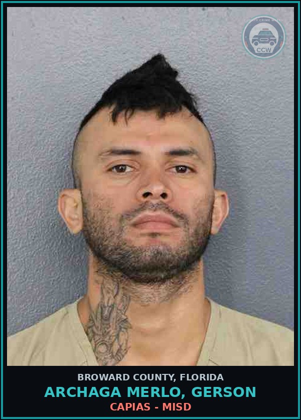 Booking mugshot of ARCHAGA MERLO, GERSON in Broward County
