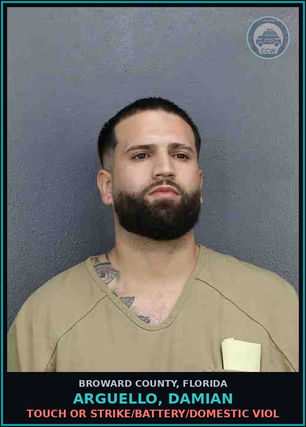 Booking mugshot of ARGUELLO, DAMIAN in Broward County