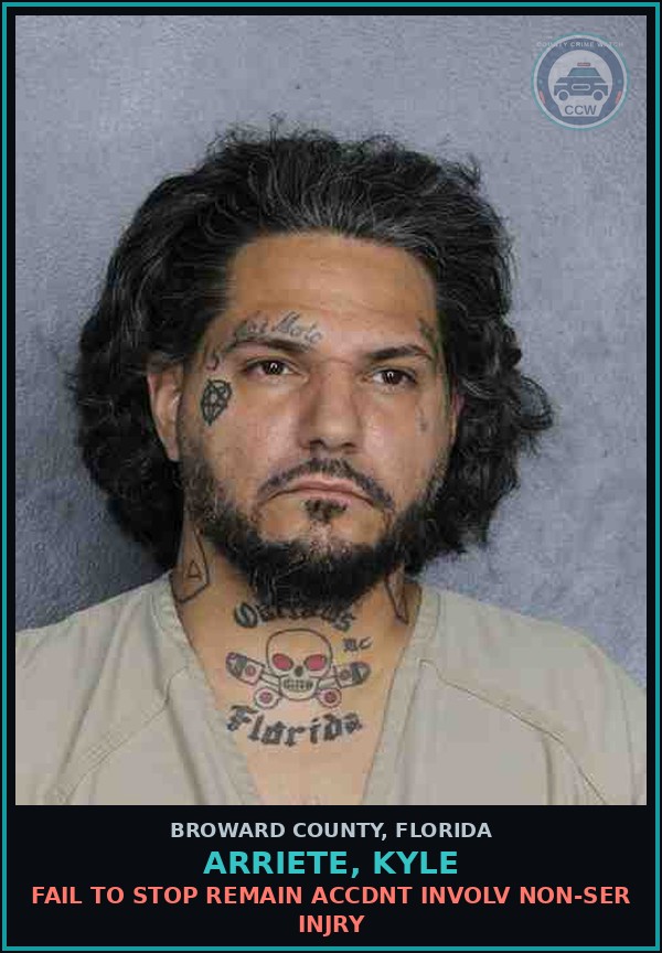 Booking mugshot of ARRIETE, KYLE in Broward County