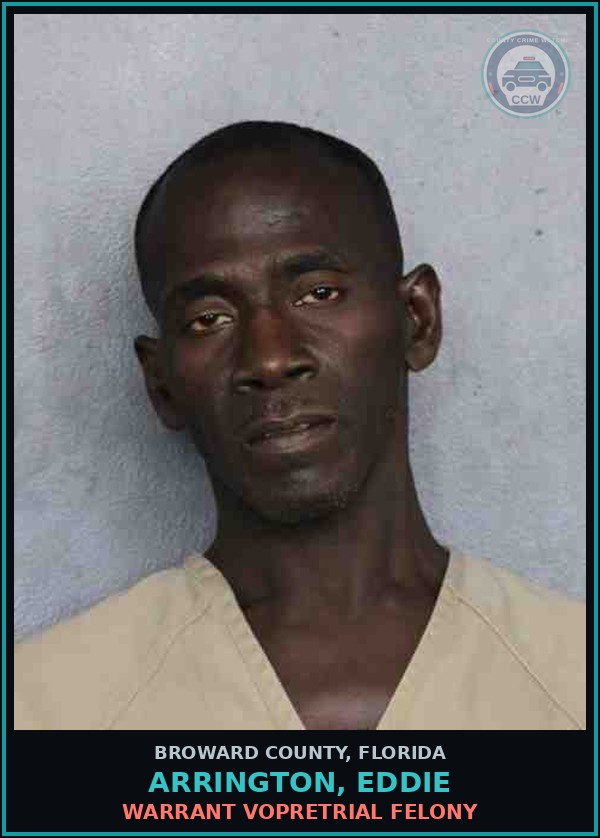 Booking mugshot of ARRINGTON, EDDIE in Broward County