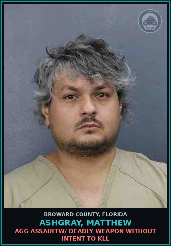 Booking mugshot of ASHGRAY, MATTHEW in Broward County