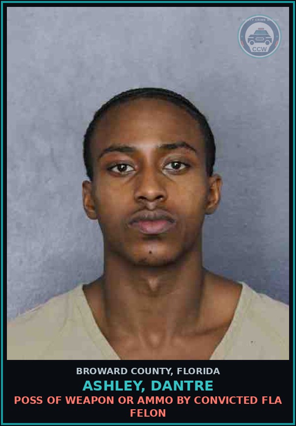 Booking mugshot of ASHLEY, DANTRE in Broward County