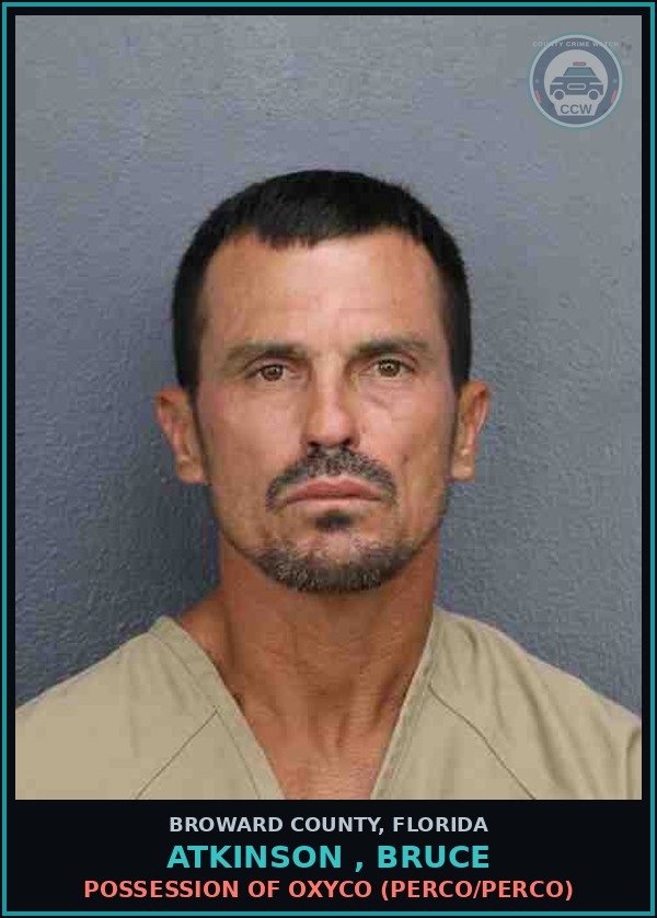 Booking mugshot of ATKINSON , BRUCE in Broward County