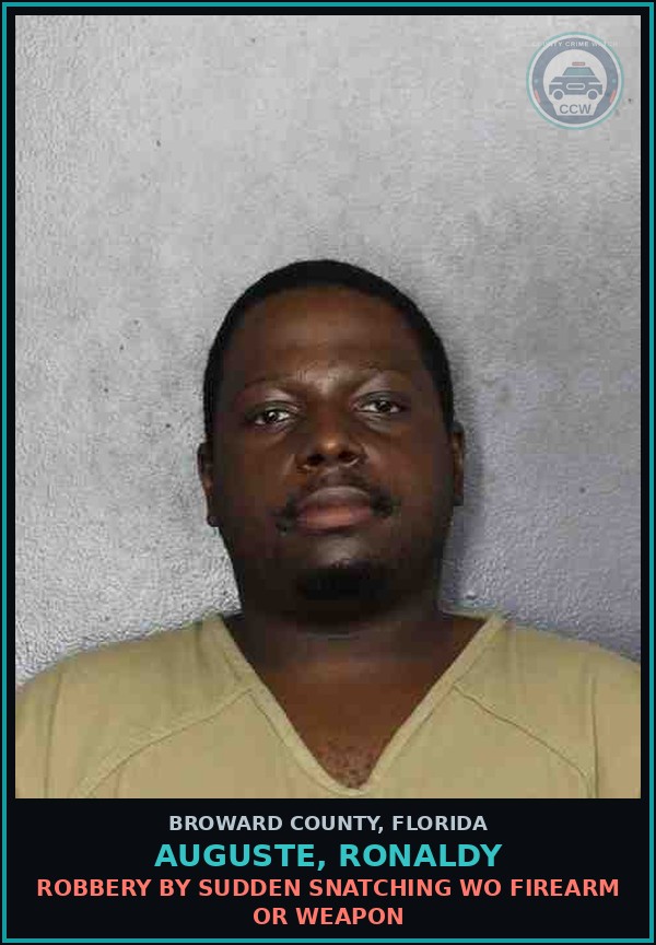 Booking mugshot of AUGUSTE, RONALDY in Broward County