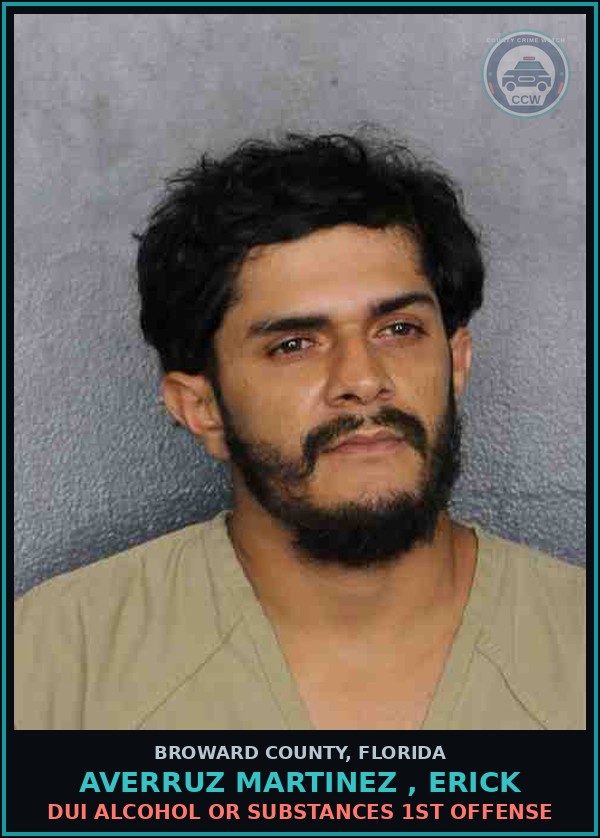 Booking mugshot of AVERRUZ MARTINEZ , ERICK in Broward County