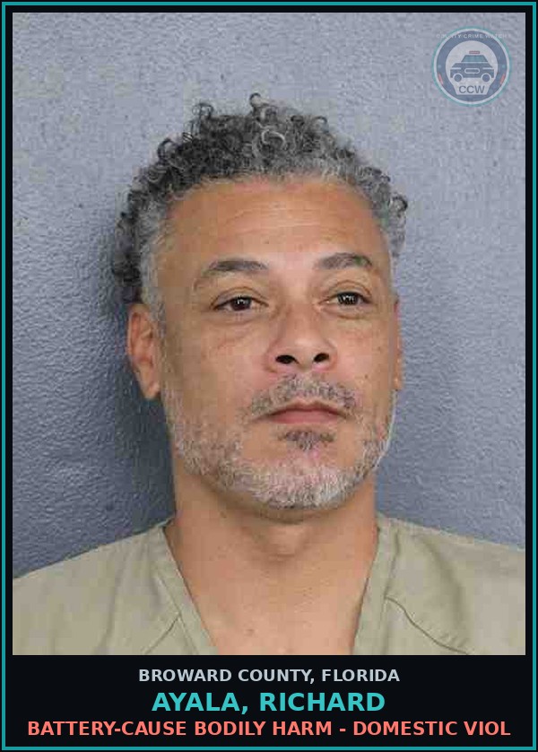 Booking mugshot of AYALA, RICHARD in Broward County