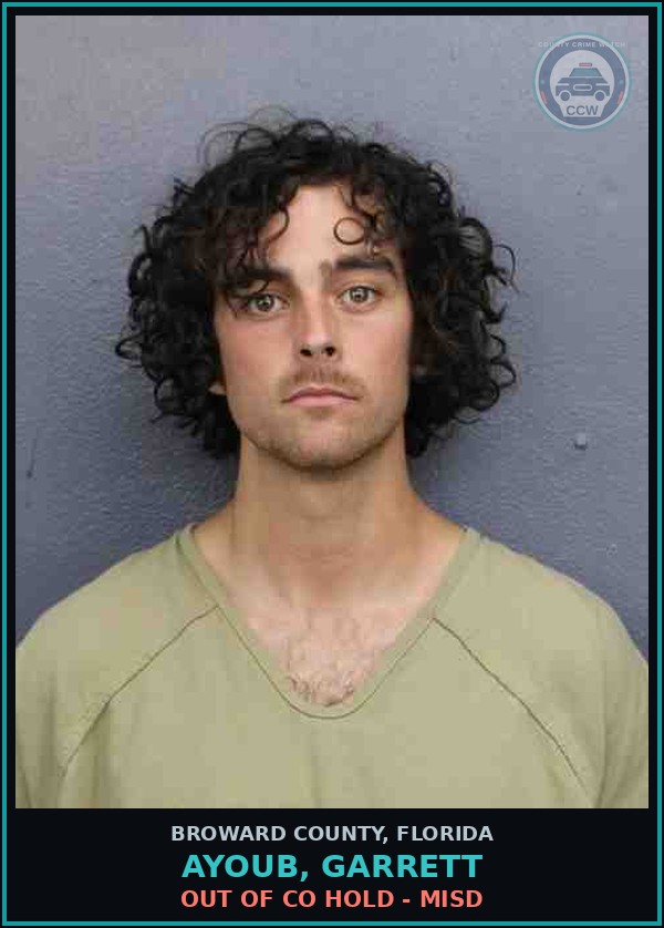 Booking mugshot of AYOUB, GARRETT in Broward County